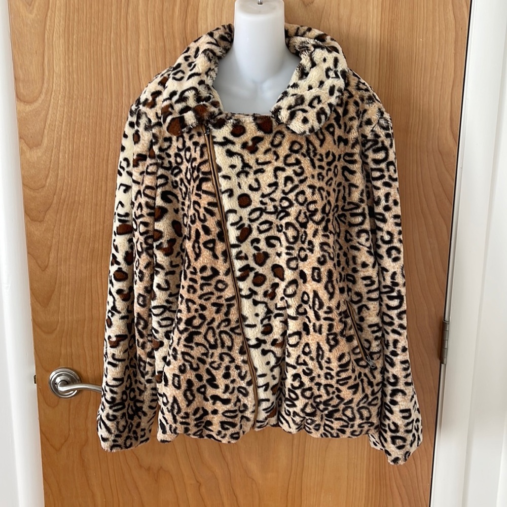 Adrienne landau faux fur cheetah print coat size 3X